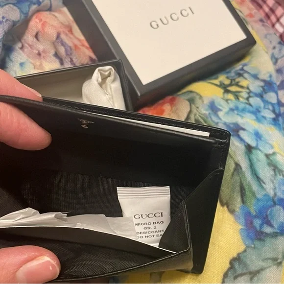 New Gucci Guccissima Leather Bifold Wallet With Coin pocket Black - Picture 4 of 7
